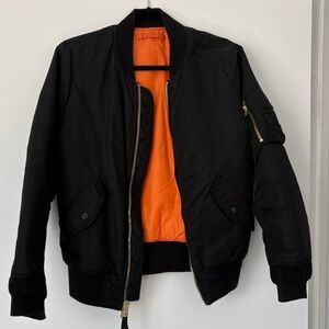 Alpha Industries Black Bomber Jacket with Orange Interior